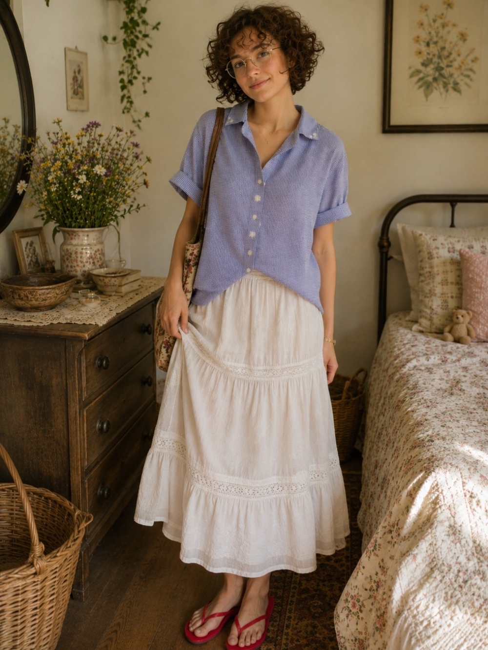 French Laundry Gingham Camp Shirt Size Small